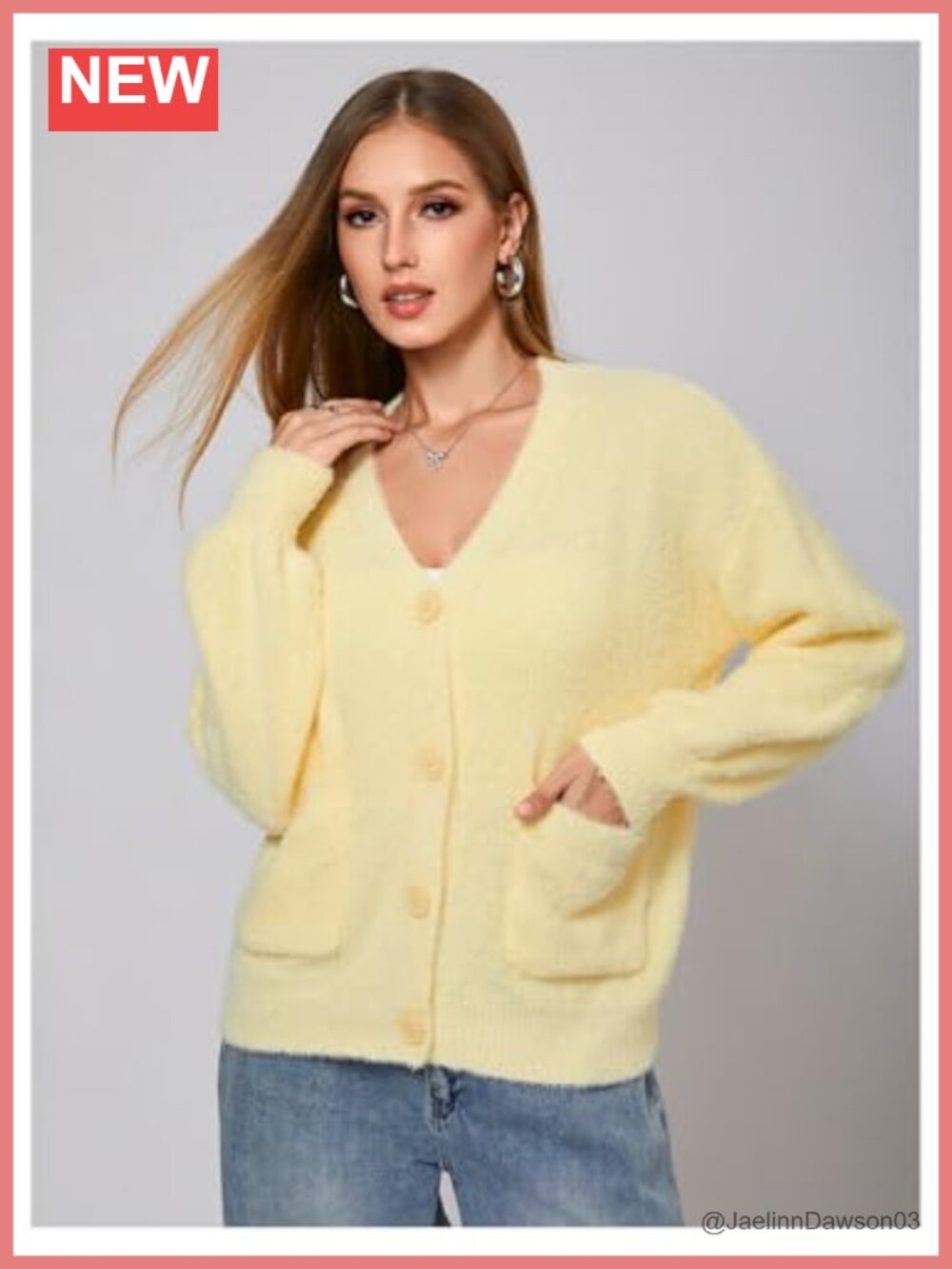 Fuzzy Button Front Cardigan Sweater - Picture 4 of 4